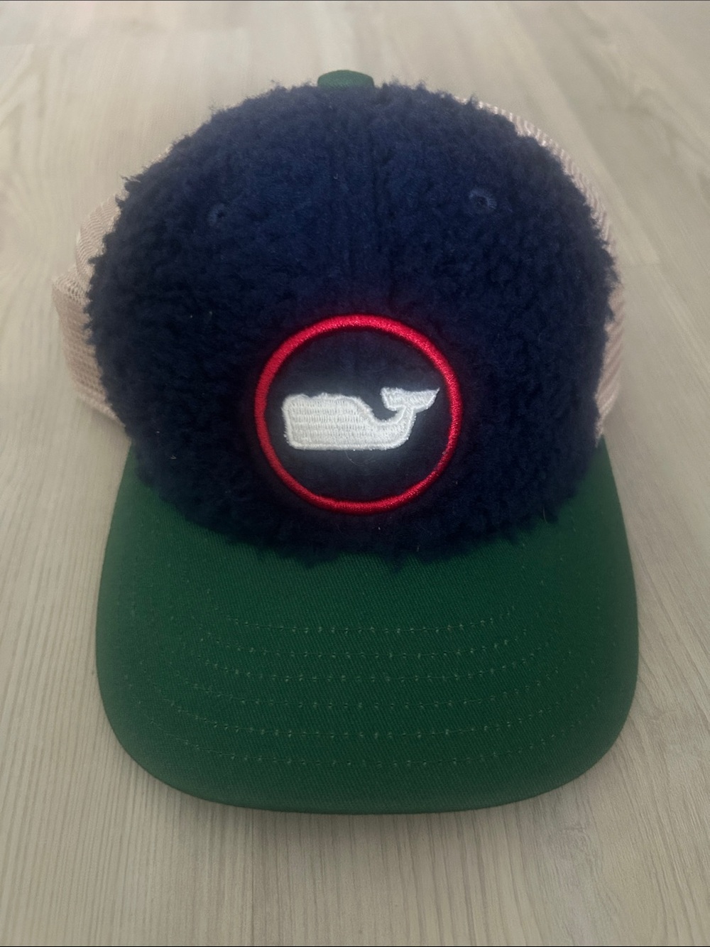 Vineyard Vines Cozy Cap Strap Back Sherpa Whale Dot Trucker Blue Green Preppy